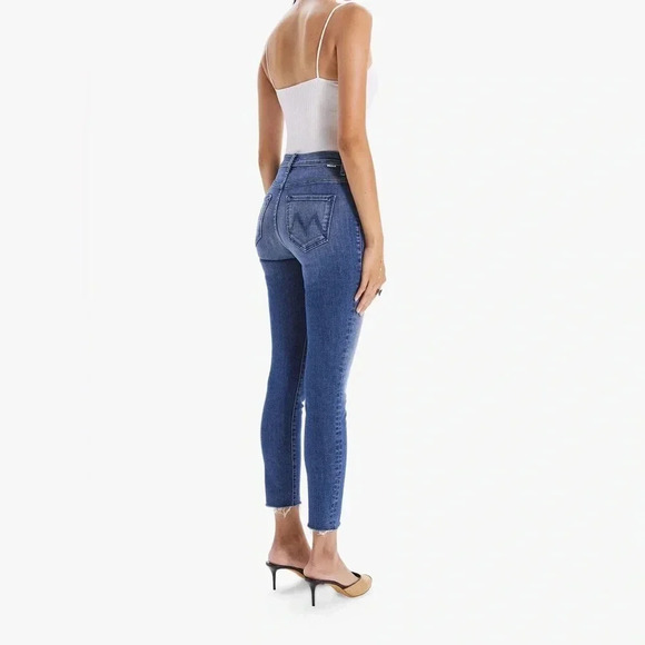 Mother The Stash Swooner Ankle Fray Chick Flick Blue Jeans Stretch Size 27 - Picture 3 of 16